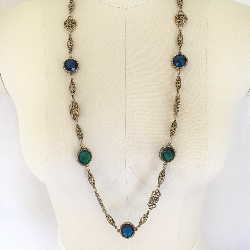 VTG Accessocraft NYC Blue And Green Necklace